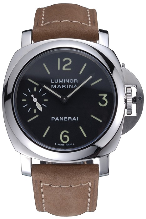 Panerai Luminor Marina Stainless Steel Bezel Khaki Leather Bracelet  622311