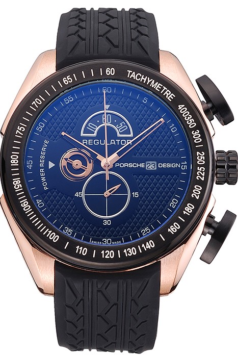 Porsche Regulator Power Reserve Rose Gold Case Black Dial