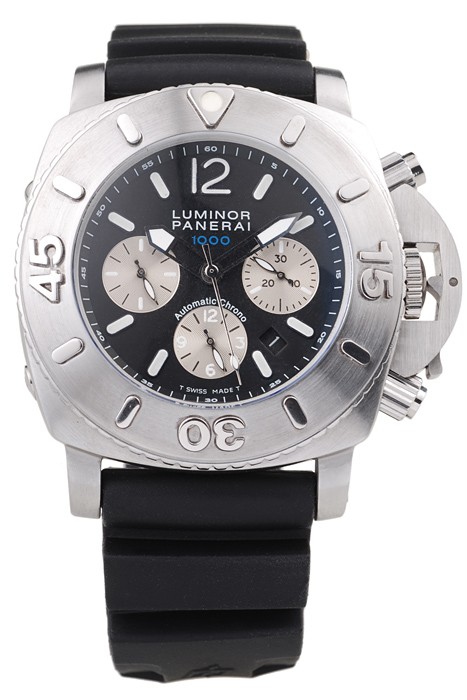 Panerai Luminor Brushed Stainless Steel Case Black Dial Black Rubber Strap 98166