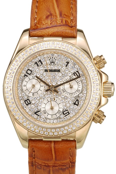 Rolex Daytona Lady Gold Case Crystal Studded Bezel Crystal Studded Dial 98237