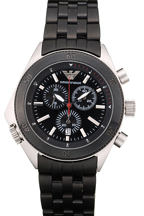 Emporio Armani Sportivo Black Ion Plated Bezel Black Dial Chronograph