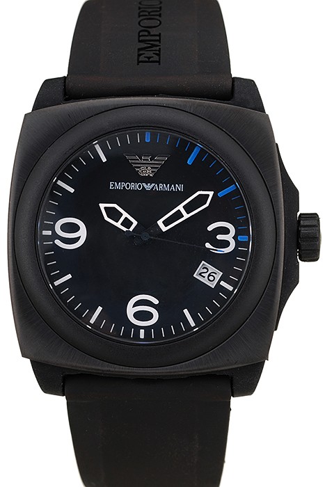 Emporio Armani Classic Black Rubber Strap Black Ceramic Bezel