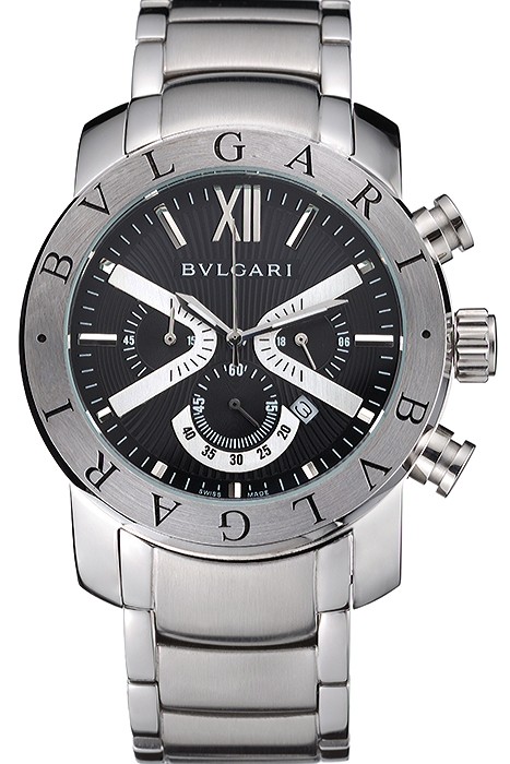 Bvlgari Diagono 46mm Black Dial Stainless Steel Case And Bracelet