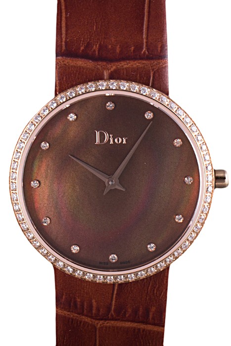 La D de Dior Brown Leather Strap with Brown Dial  621511