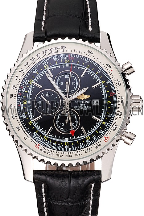 Breitling Navitimer World Black Dial Black Leather Bracelet 622513