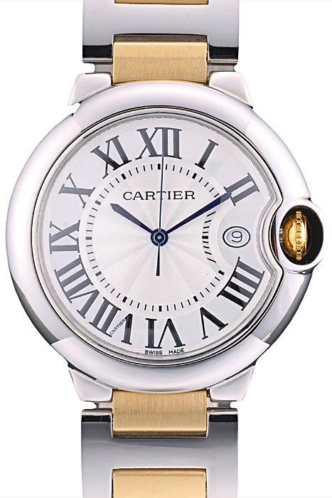 Cartier Ballon Bleu 38mm White Dial Stainless Steel Case Two Tone Gold Bracelet