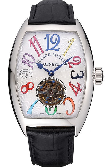 Franck Muller Casablanca Black Croco Leather Strap White Dial 80280