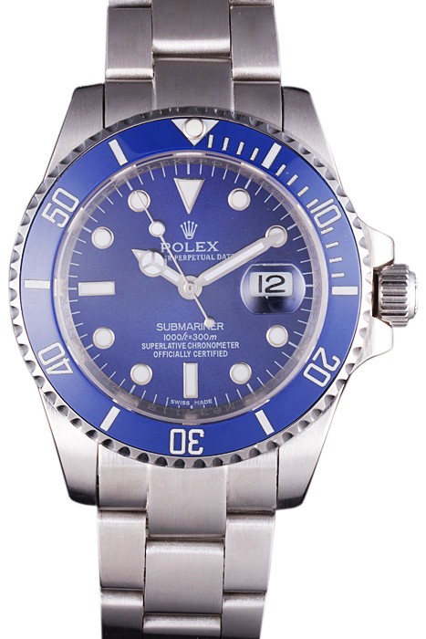Rolex Submariner Stainless Steel Link Bracelet Blue Dial  621687
