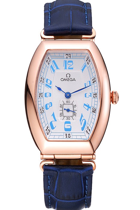 Omega Sochi Petrograd White Dial Gold Case Blue Leather Strap  622820