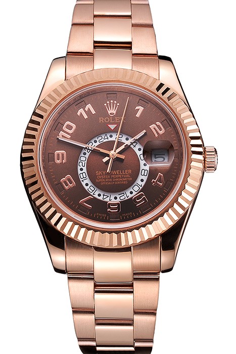 Rolex Sky Dweller Brown Dial Rose Gold Case Ad Bracelet