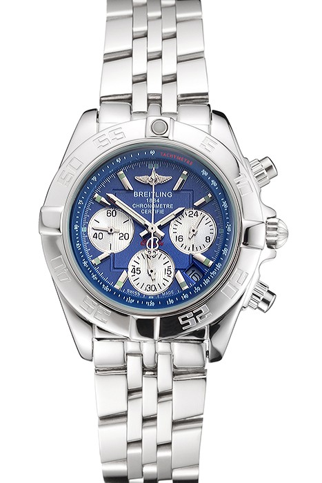 Breitling Chronomat Quartz Blue Dial Stainless Steel Case And Bracelet