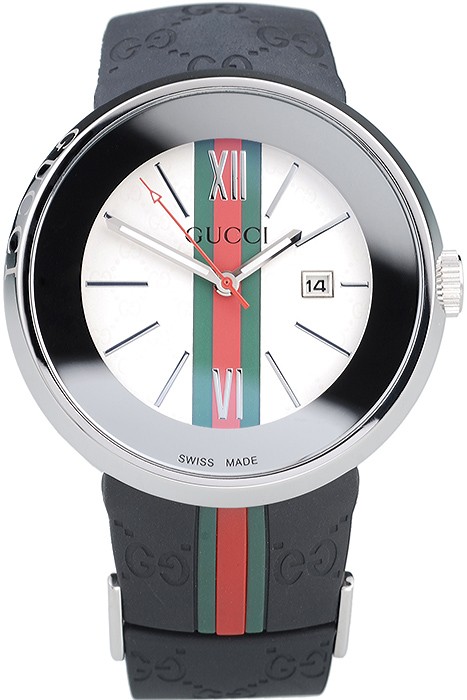 Gucci Black Rubber Band White Round Dial 2165-299