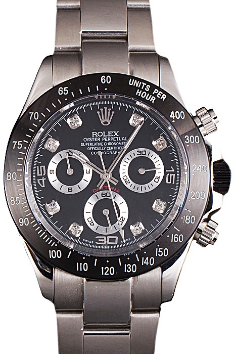 Rolex Daytona Stainless Steel Black Enameled Black Dial