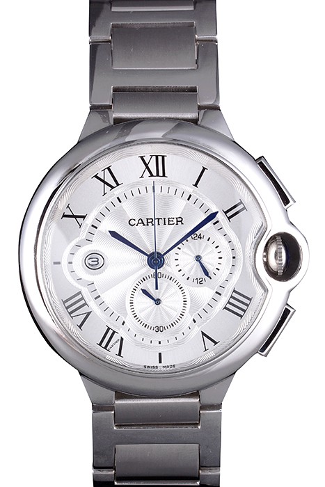 Cartier Ballon Bleu Chronograph White Dial Stainless Steel Case And Bracelet