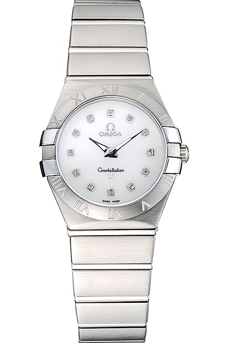 Swiss Lady Omega Constellation Stainless Steel Bracelet Silver Dial 80290