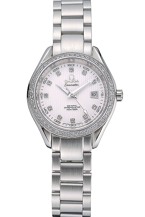 Omega Seamaster Aqua Terra White Dial Diamond Case Stainless Steel Bracelet  622448