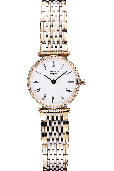 Longines La Grande Classique Two Tone Band White Dial Diamond Bezel Femme  622104