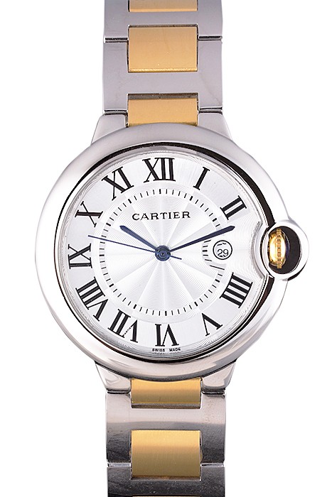 Cartier Ballon Bleu 42mm White Dial Stainless Steel Case Two Tone Bracelet