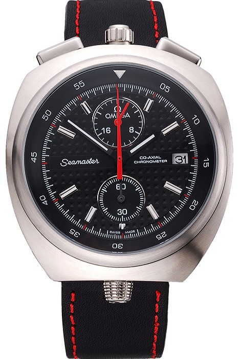 Omega Seamaster Bullhead Black Dial Stainless Steel Case Black Leather Strap  622826