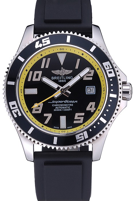 Breitling Superocean Black Yellow Dial Watch  622331