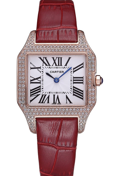 Cartier Santos 100 Diamond Rose Gold Bezel 621917