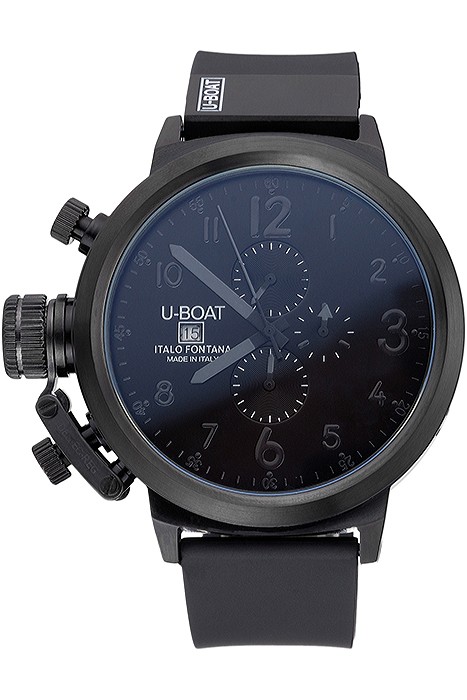 U-Boat Flightdeck Black Dial Black Steel Case Black Rubber Bracelet  622713