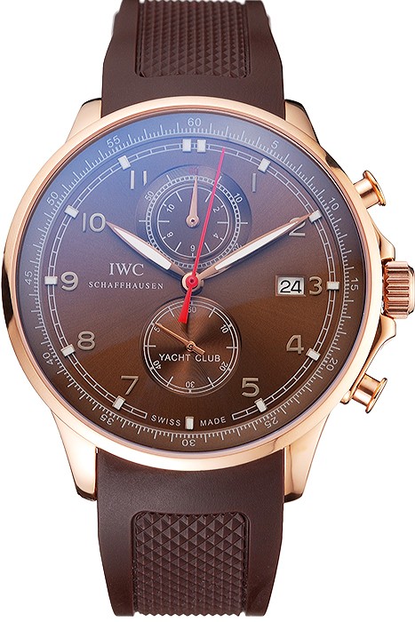 IWC Portugieser Yacht Club Brown Dial Rose Gold Case Brown Rubber Strap