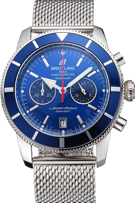 Breitling Superocean Heritage Chronographe 44 Blue Dial And Bezel Stainless Steel Case And Bracelet