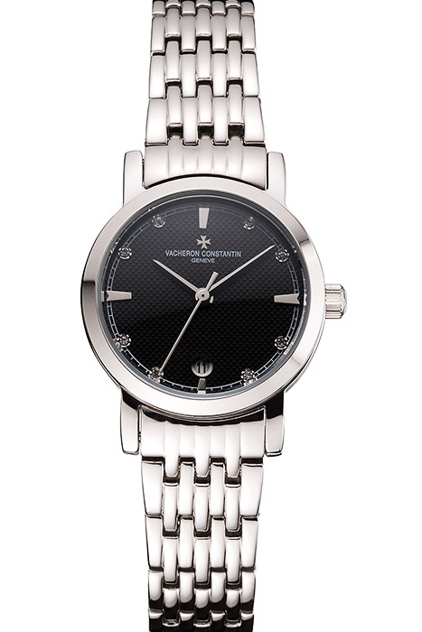 Vacheron Constantin Fine Black Dial Silver Marks Stainless Steel Case And Bracelet