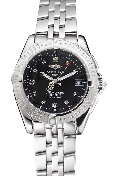 Breitling Colt Lady Black Dial Diamond Hour Marks Stainless Stees Case And Bracelet