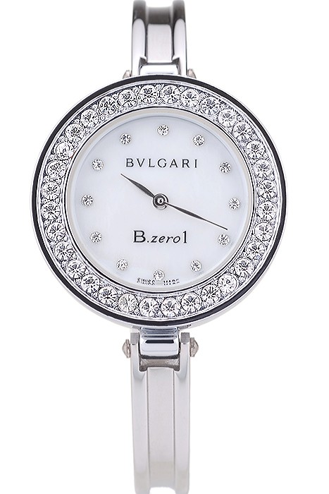 Bvlgari B.ZERO1 30mm White Dial With Diamonds Stainless Steel Case With Crystals Steel Bracelet