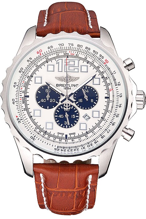 Breitling Navitimer Brown Leather Strap White Dial