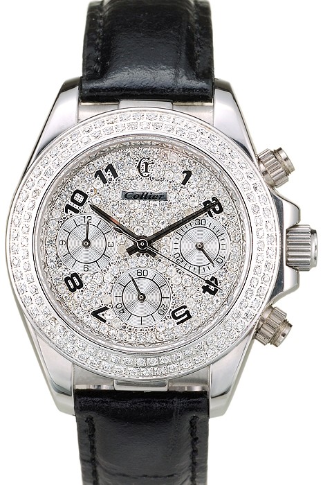 Rolex Daytona Lady Stainless Steel Case Crystal Studded Bezel Crystal Studded Dial