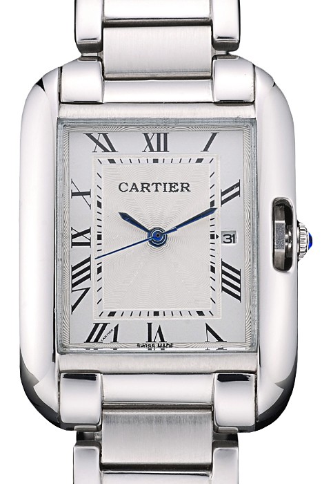 Cartier Tank Anglaise 30mm White Dial Stainless Steel Case And Bracelet
