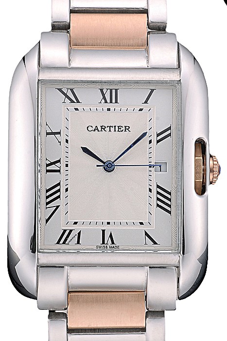 Cartier Tank Anglaise 36mm White Dial Stainless Steel Case Two Tone Bracelet