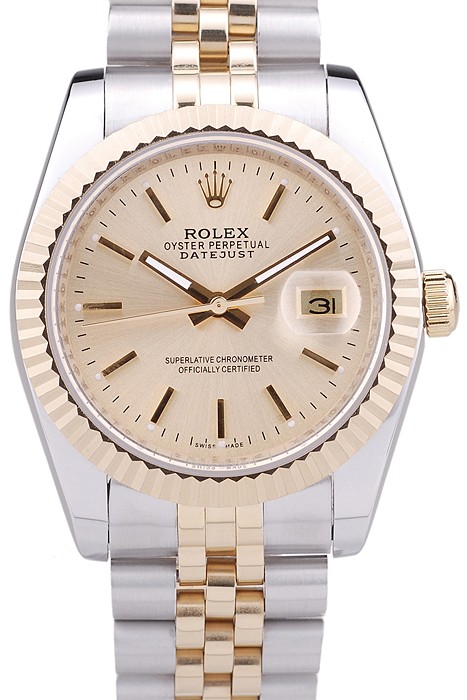 Rolex Datejust Gold Dial Ribbed Bezel 7450