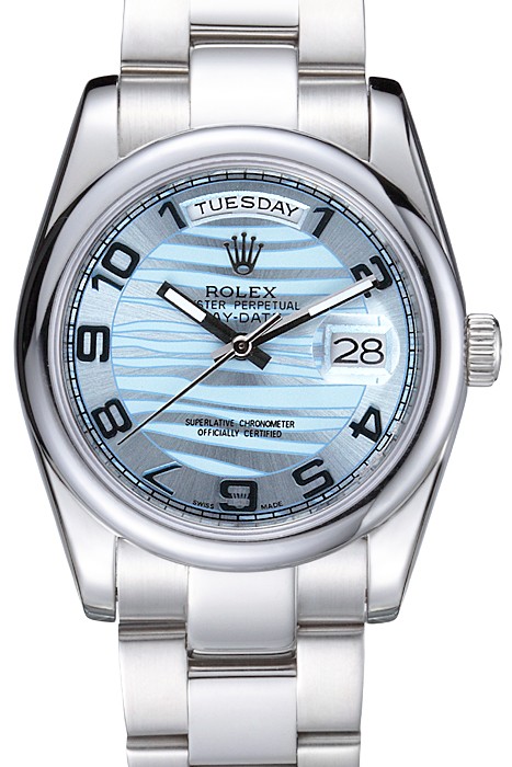 Rolex DayDate Polished Silver Bezel White Dial 7470