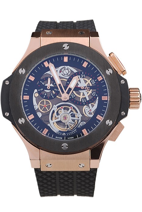 Hublot King Power Tourbillon Black Strap Gold Dial