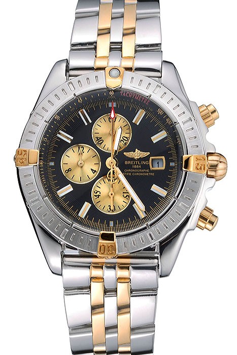 Breitling Chronomat Black Dial Stainless Steel And Gold Bracelet  622429