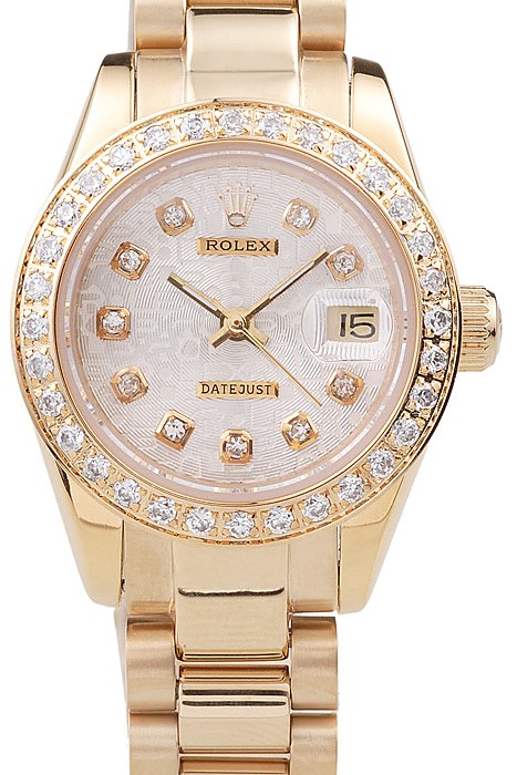 Rolex Datejust 18k Yellow Gold Plated Stainless Steel Diamond Plated 98076