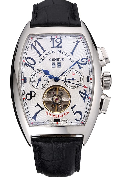 Franck Muller Casablanca Black Croco Leather Strap Tourbillon 80282