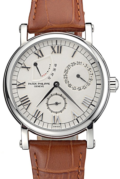 Patek Philippe Geneve Complications White Dial Stainless Steel Brown Leather Band  622142