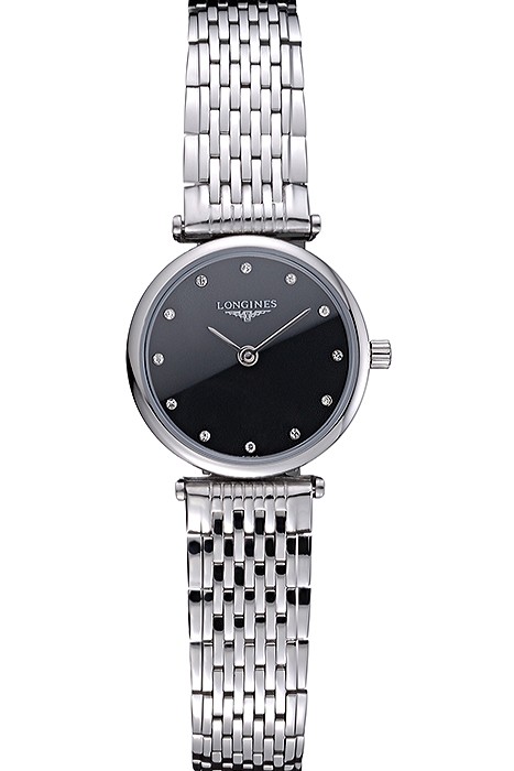 Longines La Grande Classique Stainless Steel Black Dial Diamond Markers Femme  622112