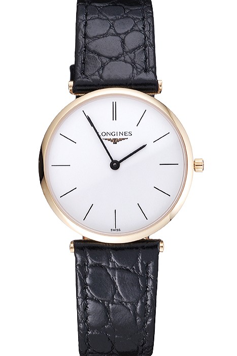 Longines La Grande Classique White Dial Black Leather Strap Homme  622115