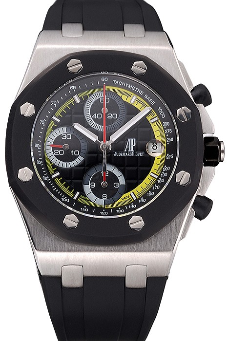 Swiss Audemars Piguet Royal Oak Offshore Black And Yellow Dial Stainless Steel Case Black Rubber Strap  622858