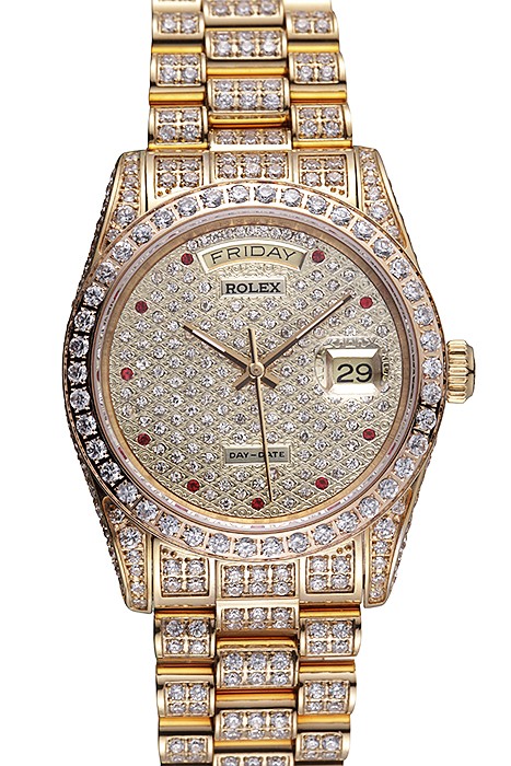Swiss Rolex Day-Date Diamonds Yellow Gold-srl185  621615
