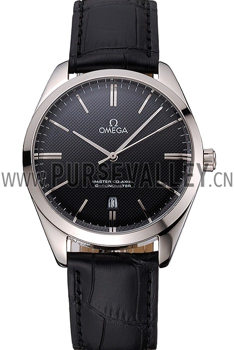 Omega Tresor Master Co-Axial Black Dial Stainless Steel Case Black Leather Strap