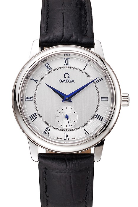 Omega De Ville Prestige Small Seconds Silver Dial Stainless Steel Case Black Leather Strap
