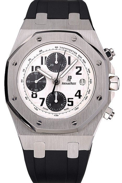 Swiss Audemars Piguet Royal Oak Offshore White Dial Stainless Steel Casr Black Rubber Strap  622851