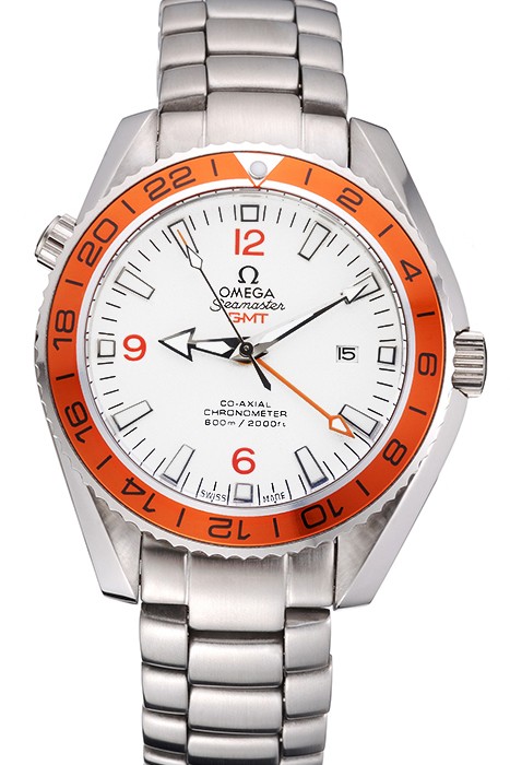 Omega Seamaster GMT White Dial Orange Bezel Stainless Steel Case  622718